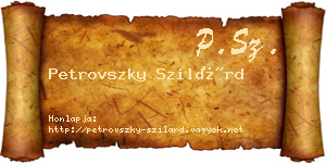 Petrovszky Szilárd névjegykártya